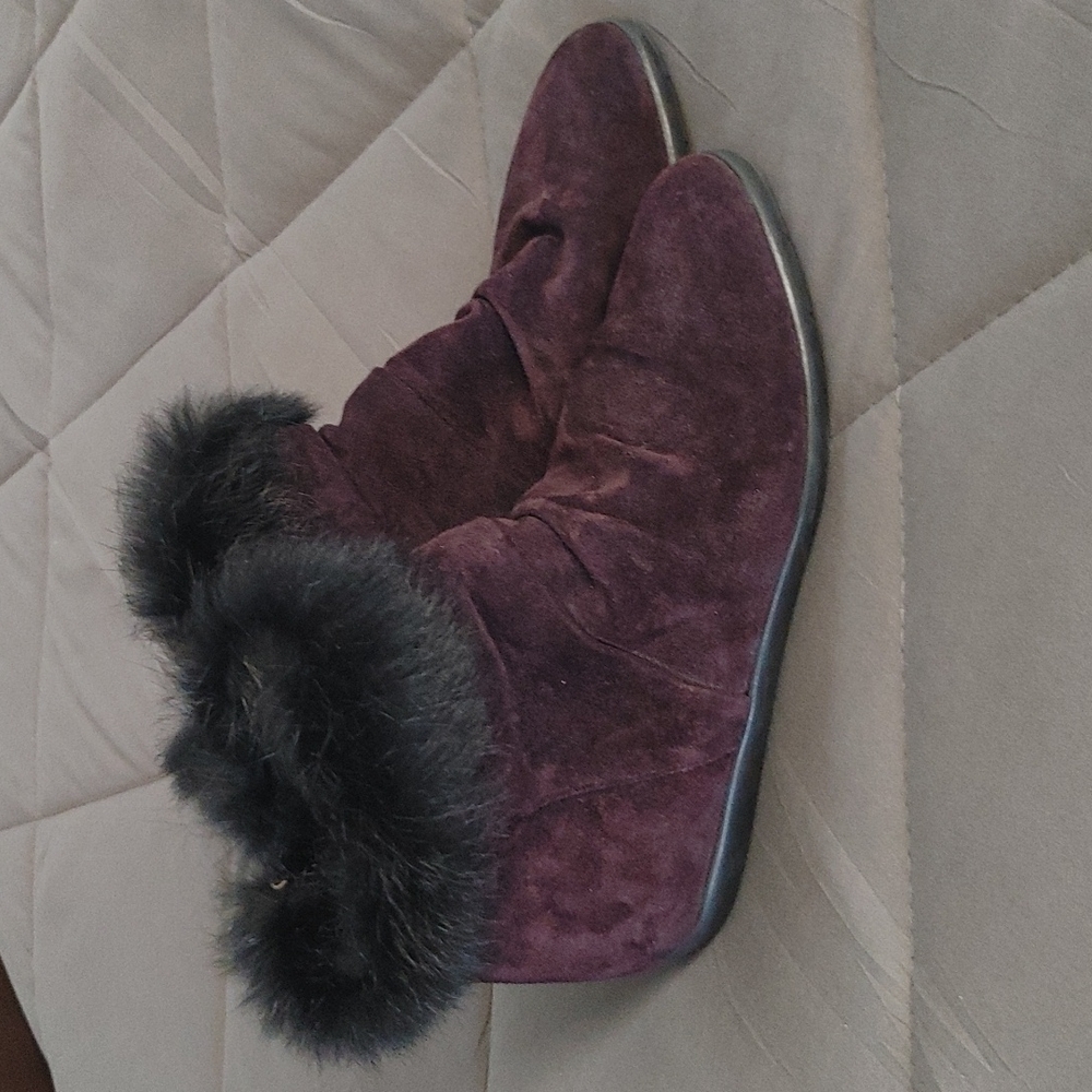 Burgundy Suede w/ Faux Fur Boots